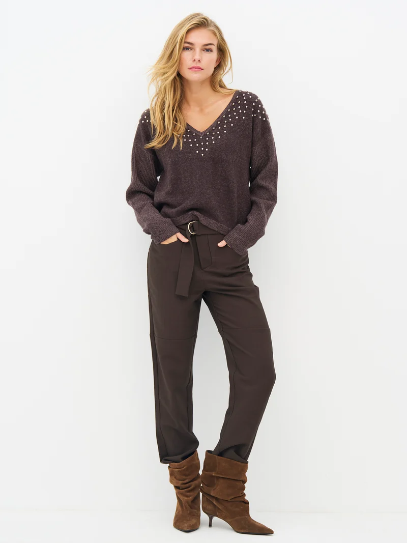 EUGENIA Bluse Gestrickt - Brown Mix