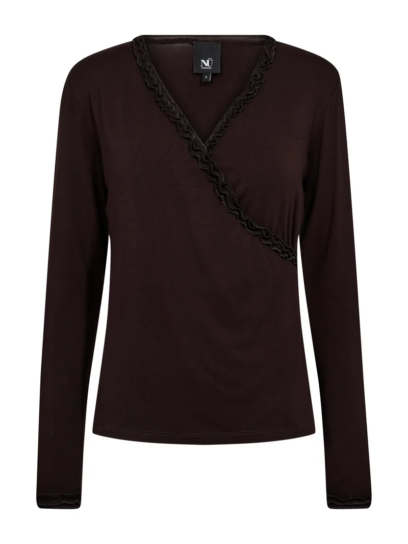 ADELE Wickel-T-Shirt - Dark Brown