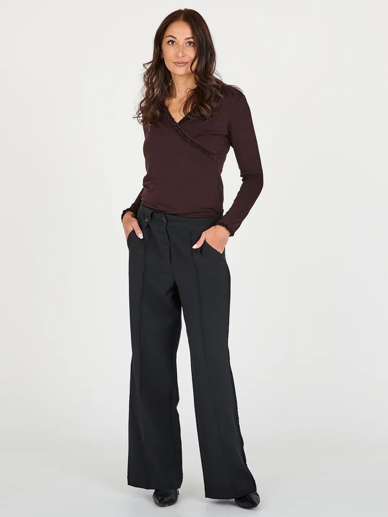 ADELE Wickel-T-Shirt - Dark Brown