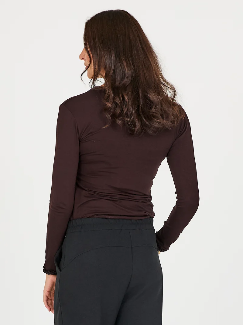 ADELE Wickel-T-Shirt - Dark Brown