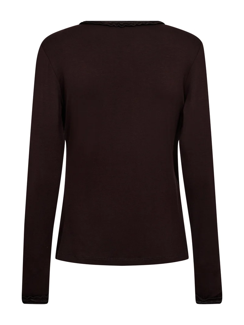 ADELE Wickel-T-Shirt - Dark Brown