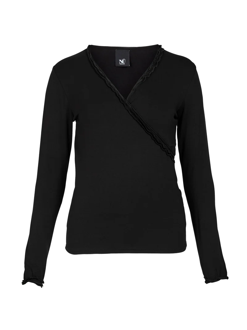 ADELE Wickel-T-Shirt - Schwarz