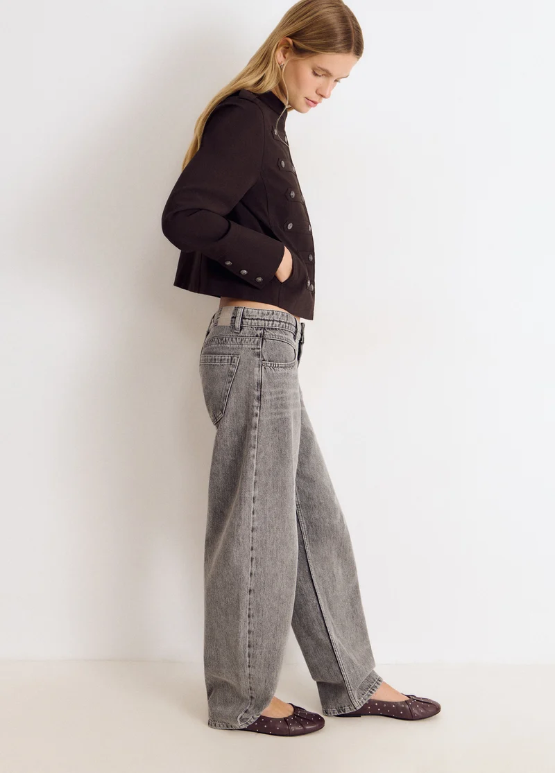 Mid-rise barrel-leg jeans