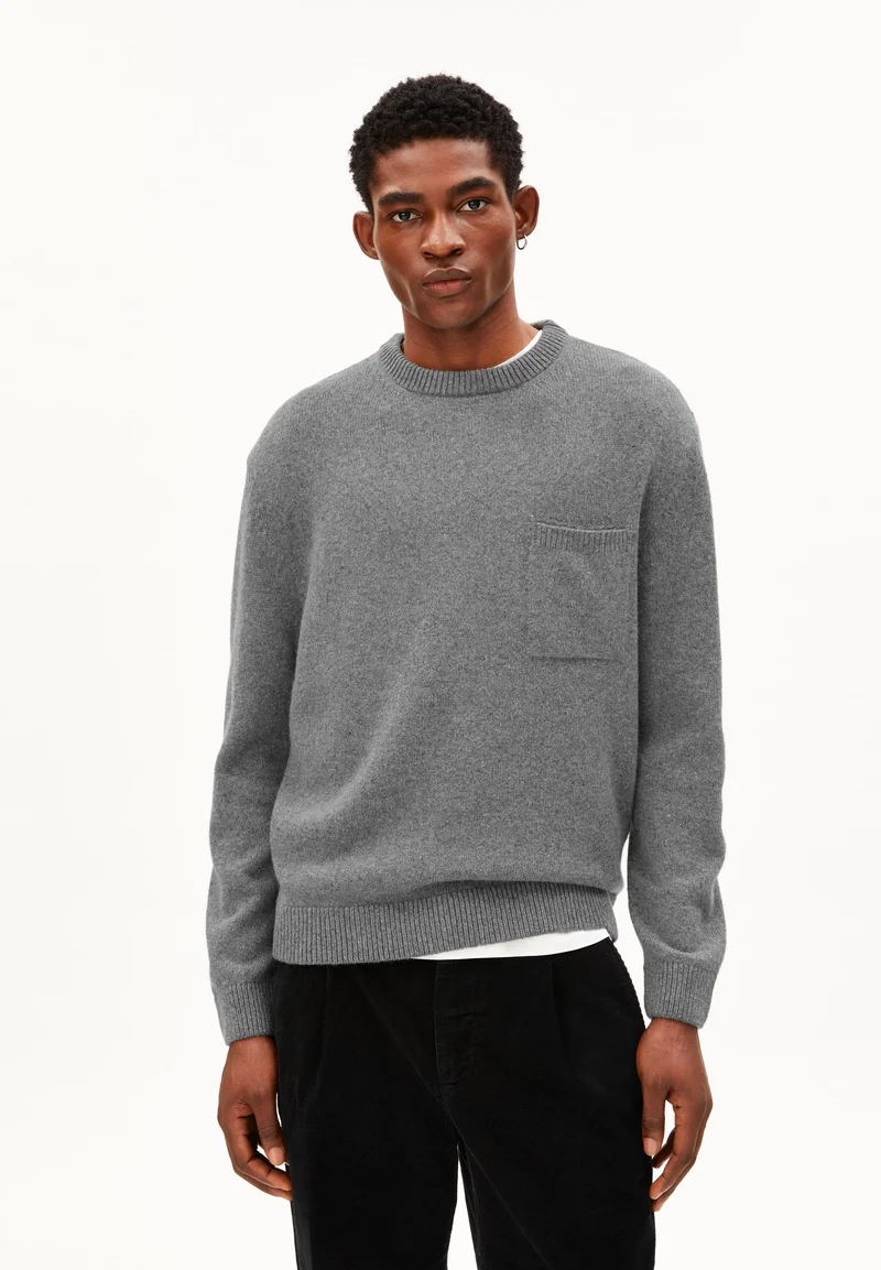 RECYCELTE WOLLE STRICKPULLOVER | mid silver melange