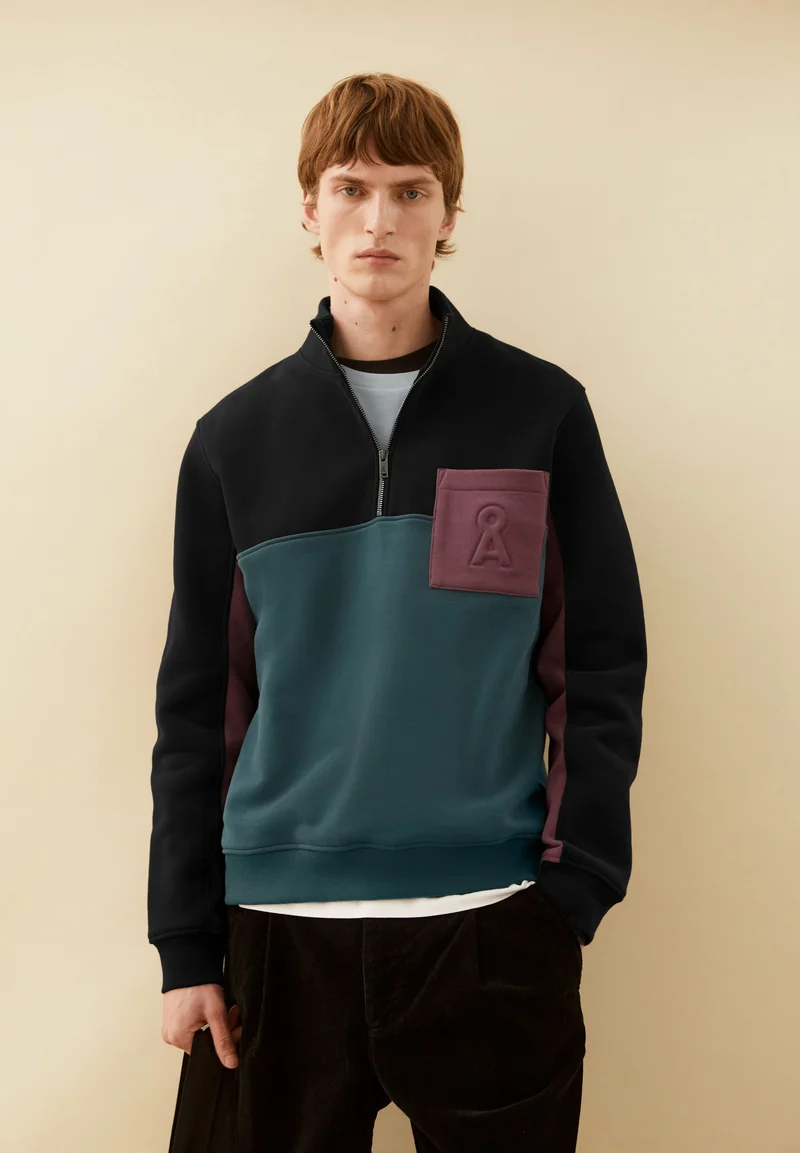 WAARLO COLORBLOCK TROYER | black-petrol velvet