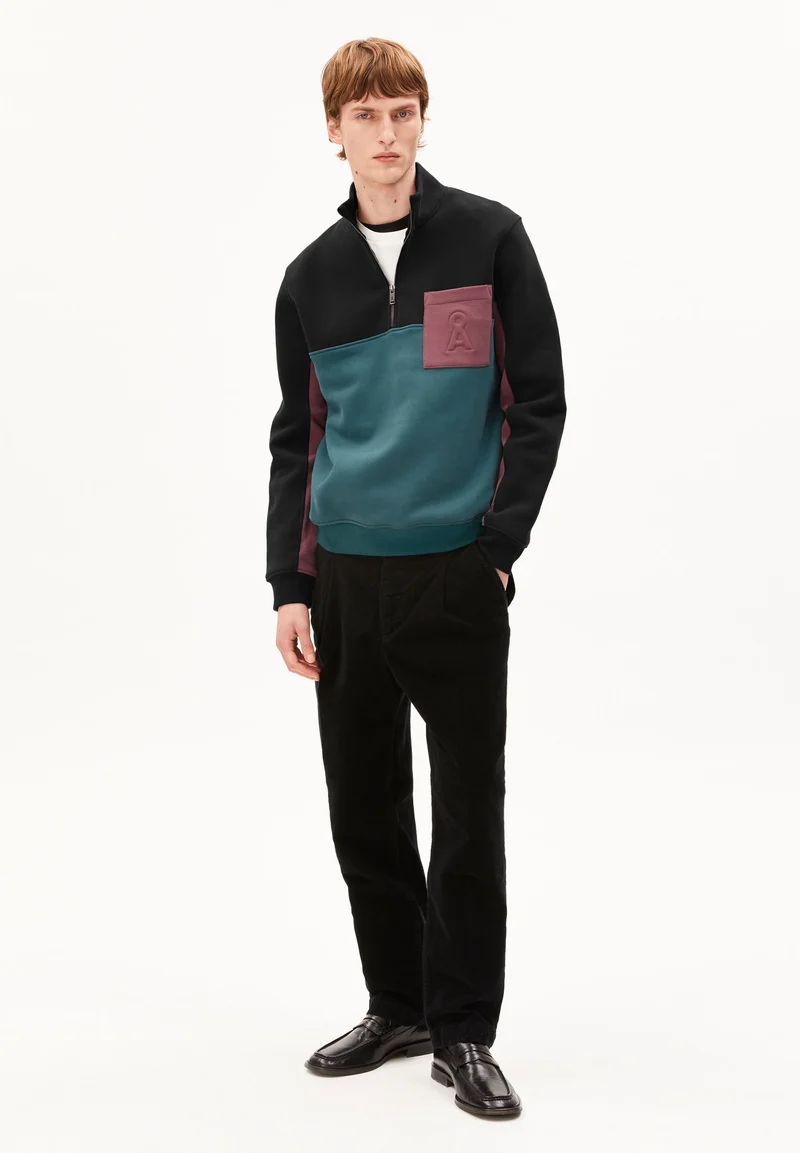 WAARLO COLORBLOCK TROYER | black-petrol velvet