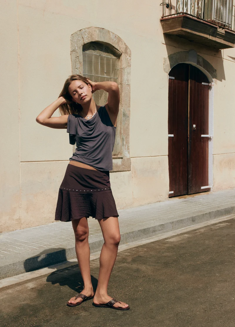 Short-sleeve cupro top