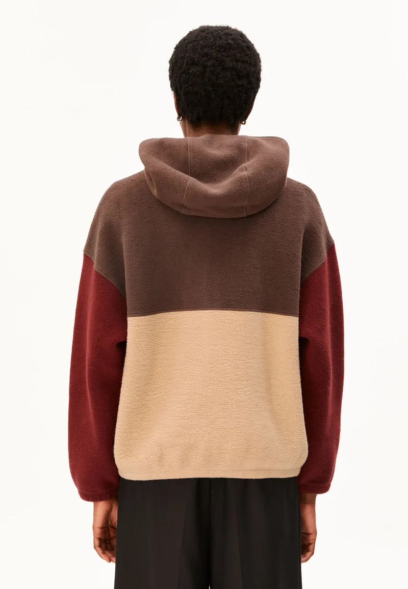 BAUMWOLL-FLEECE-KAPUZENJACKE | honey reed-claystone-velvet red