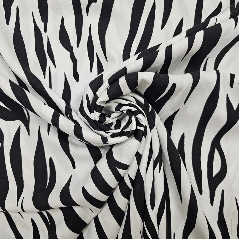 Viskosestoff Zebra schwarz/weiß