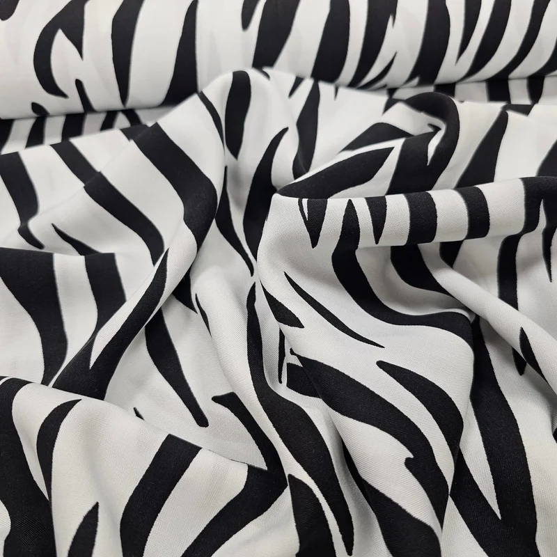Viskosestoff Zebra schwarz/weiß