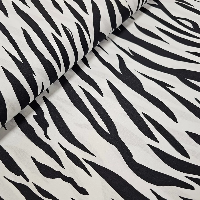 Viskosestoff Zebra schwarz/weiß