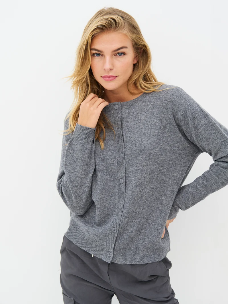 Erikka Merino/Cashmere Strickjacke - Grey