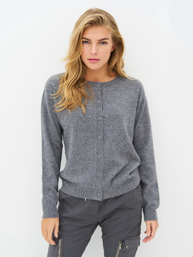 Erikka Merino/Cashmere Strickjacke - Grey