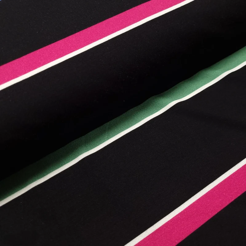 Viskosejersey gestreift schwarz mehrfarbig 140 cm Reststück