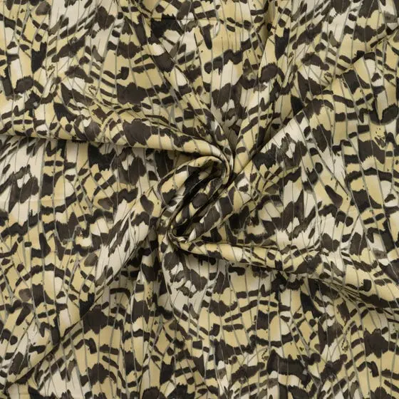 Viskosesatin mit Federn Khaki