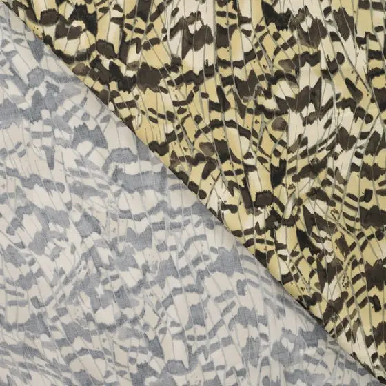 Viskosesatin mit Federn Khaki