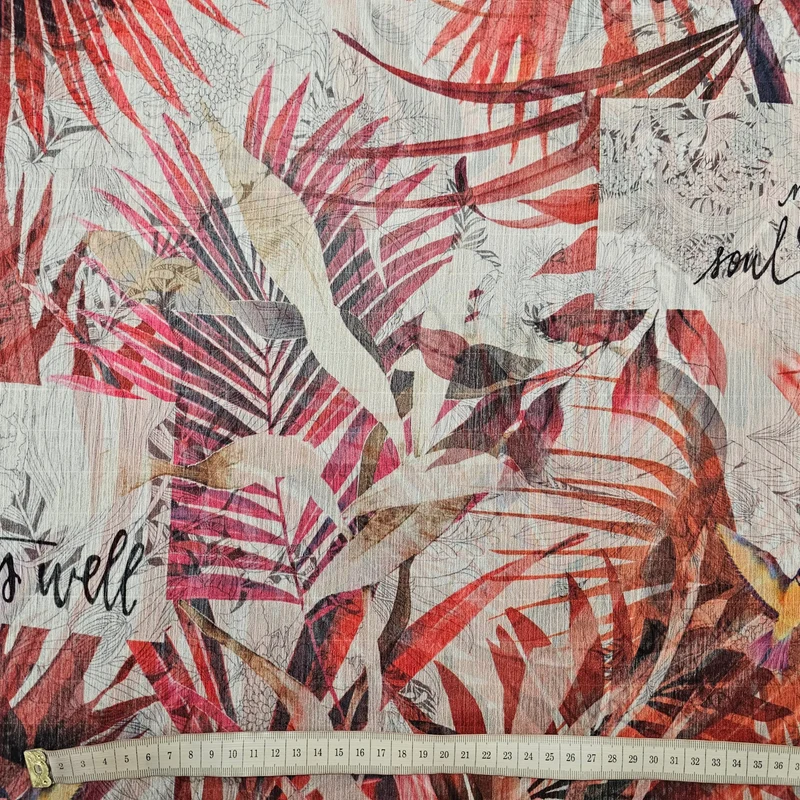 Chiffon mit Blättern rot