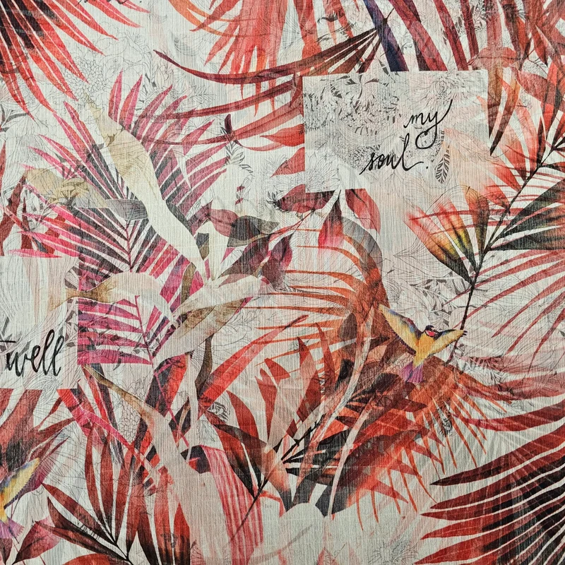 Chiffon mit Blättern rot
