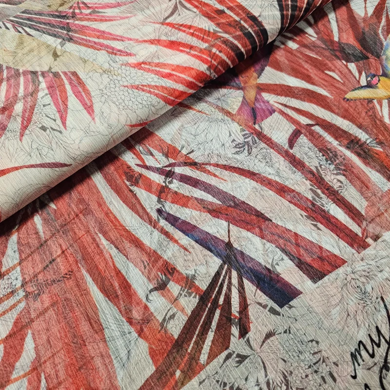 Chiffon mit Blättern rot