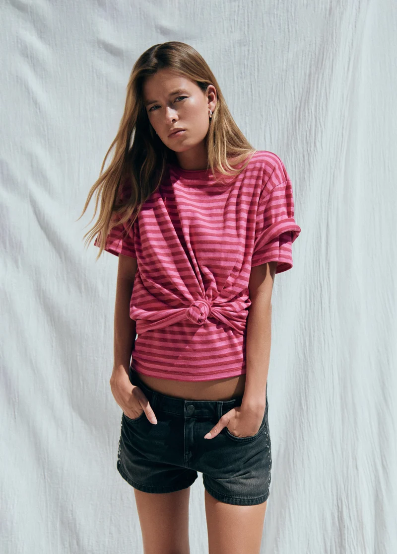 Number woven stripe t-shirt