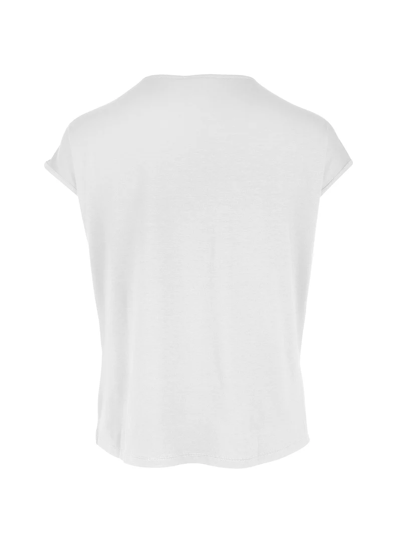 YASMI V-Ausschnitt T-Shirt - Creme