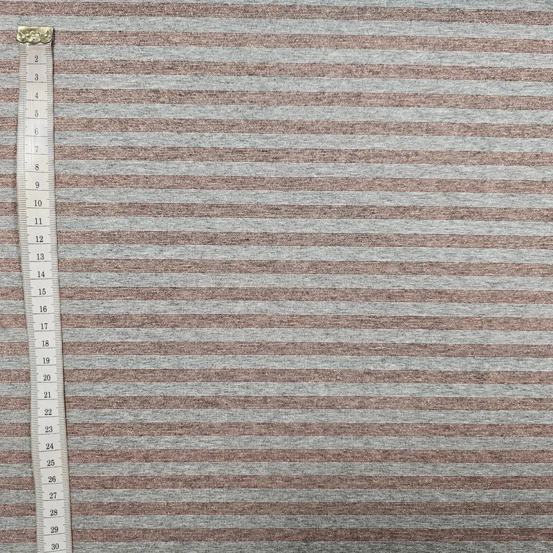 Viskosejersey gestreift | grau Lurex