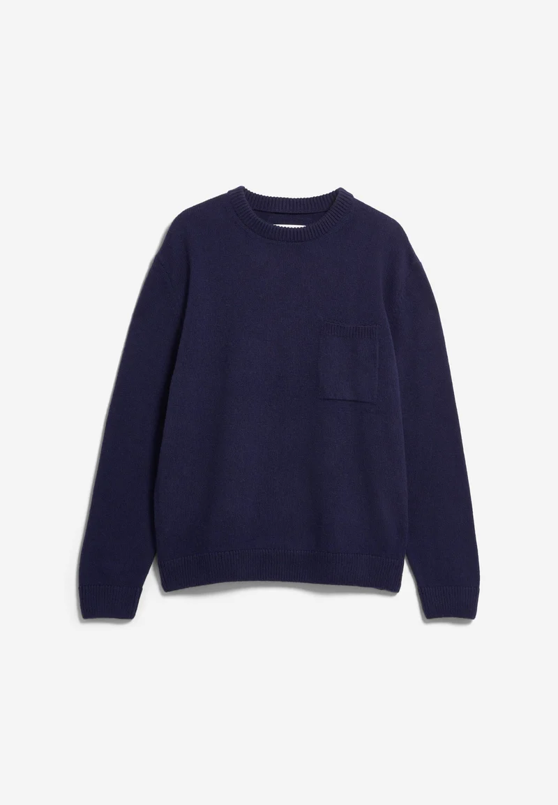 RECYCELTE WOLLE STRICKPULLOVER | tinted navy