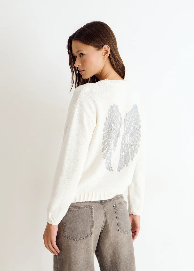 Wing studded back sweater
