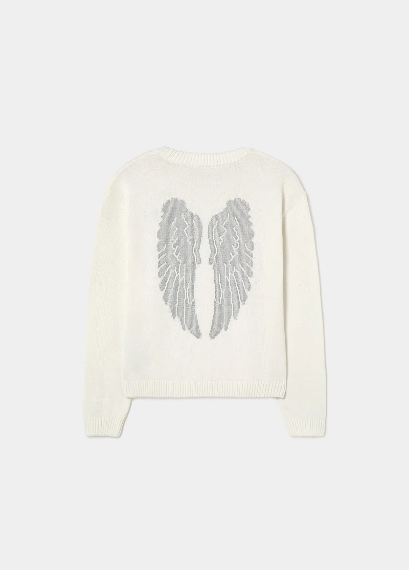 Wing studded back sweater