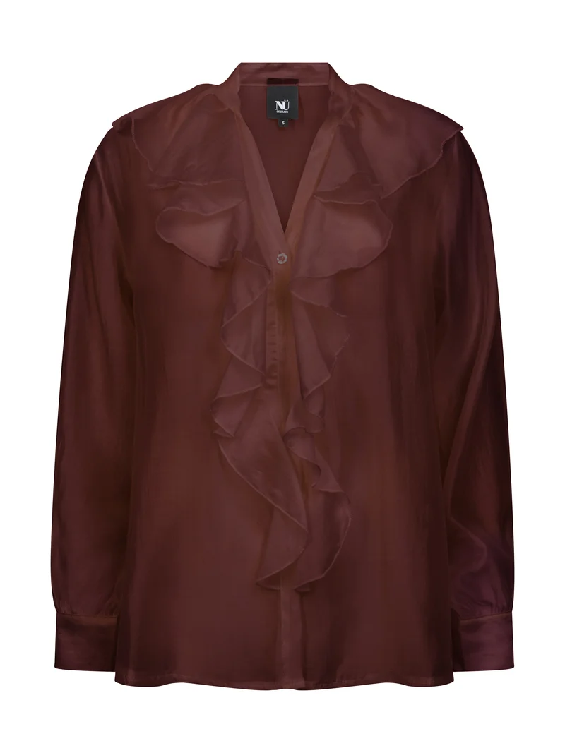 ELLY Hemd Rüsche - Burgundy