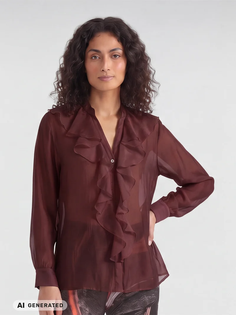 ELLY Hemd Rüsche - Burgundy