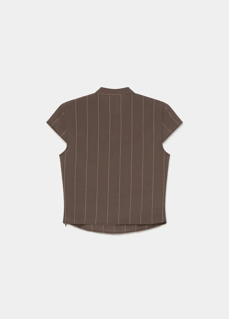 Striped tie-front top