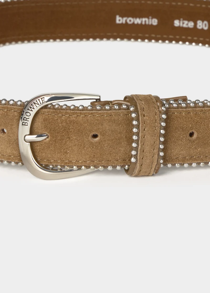 Thin leather bead belt