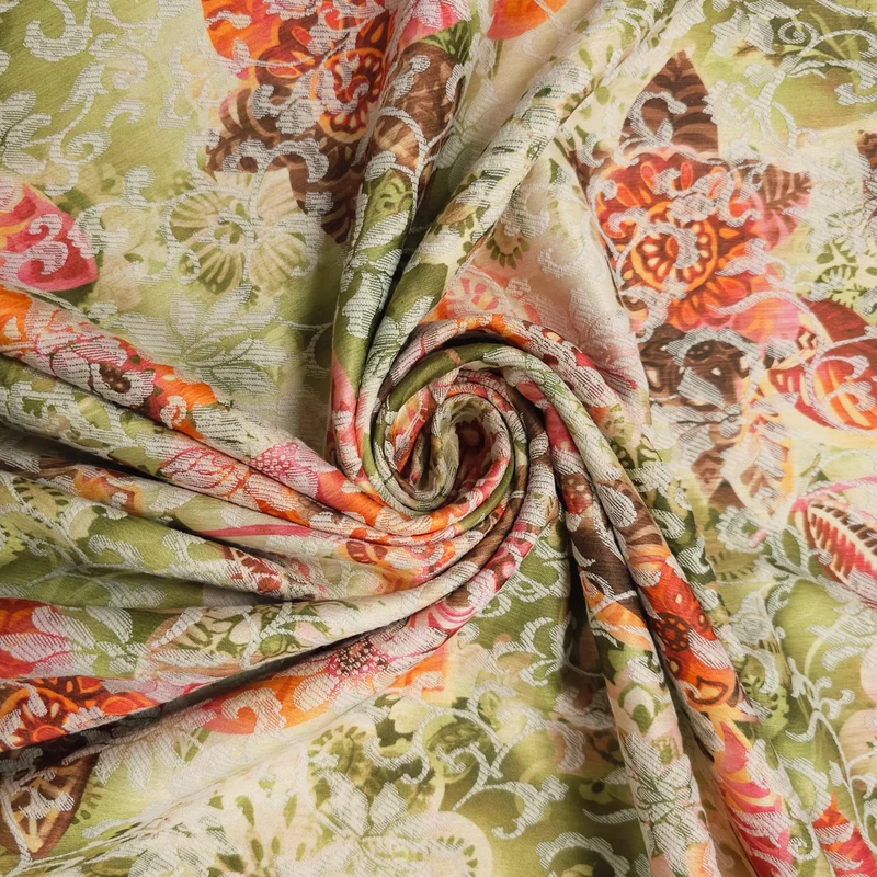 Baumwoll-, Polyesterstoff mit Elasthan | Blumenmuster