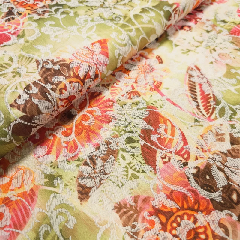 Baumwoll-, Polyesterstoff mit Elasthan | Blumenmuster