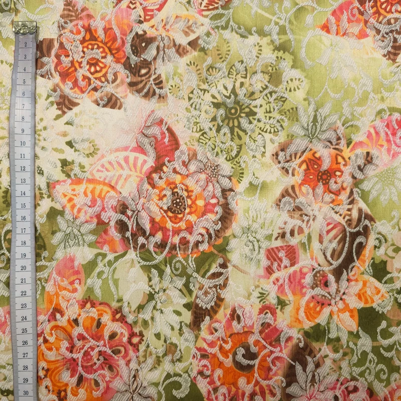 Baumwoll-, Polyesterstoff mit Elasthan | Blumenmuster