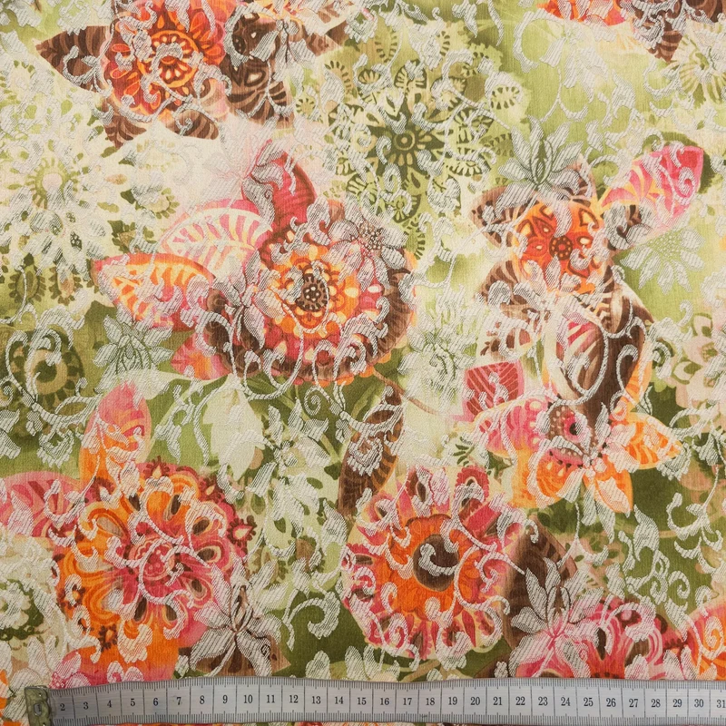 Baumwoll-, Polyesterstoff mit Elasthan | Blumenmuster