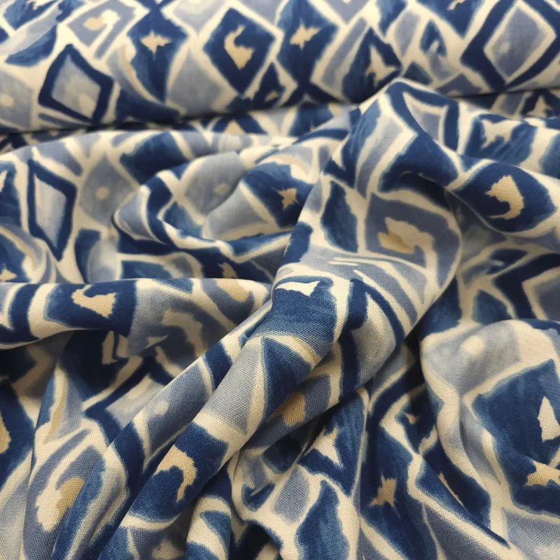 Viskose Stretch geometrische Muster weiß