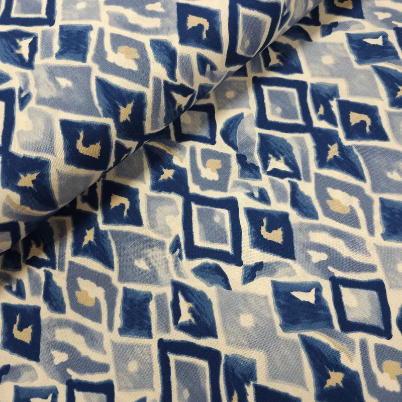 Viskose Stretch geometrische Muster weiß