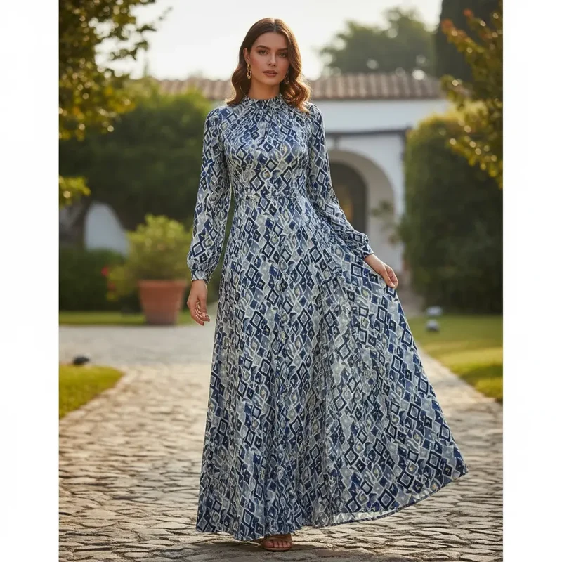 Viskose Stretch geometrische Muster weiß