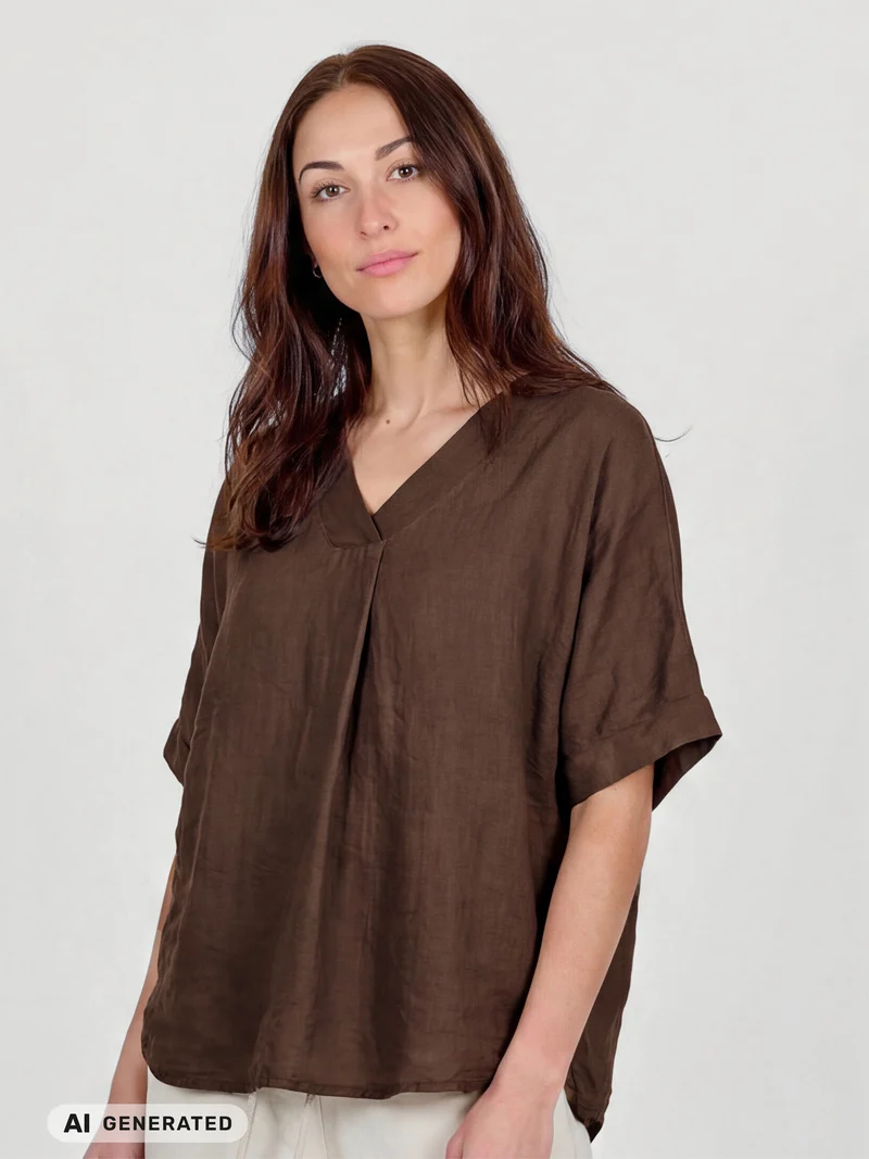 DORIS Leinenbluse - Brown