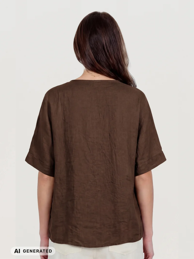 DORIS Leinenbluse - Brown