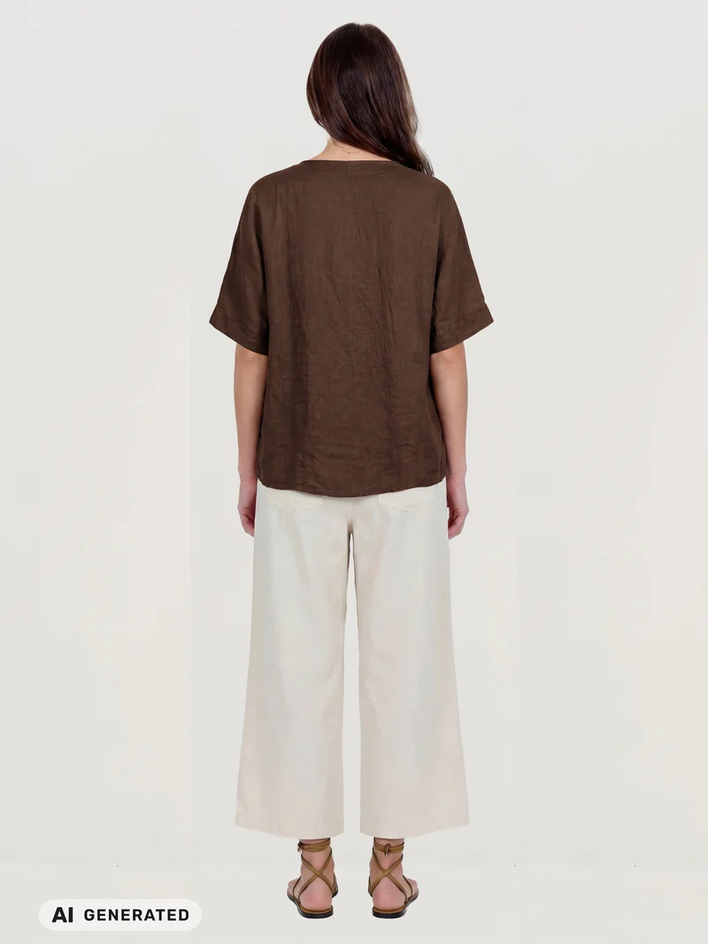DORIS Leinenbluse - Brown