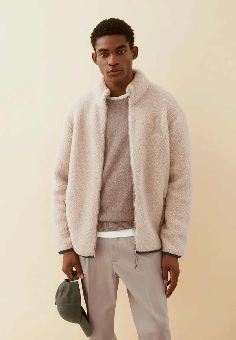 WOLL-MIX FLEECE-JACKE | honey melange