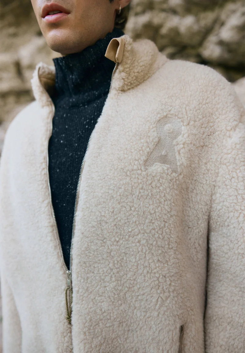 WOLL-MIX FLEECE-JACKE | honey melange