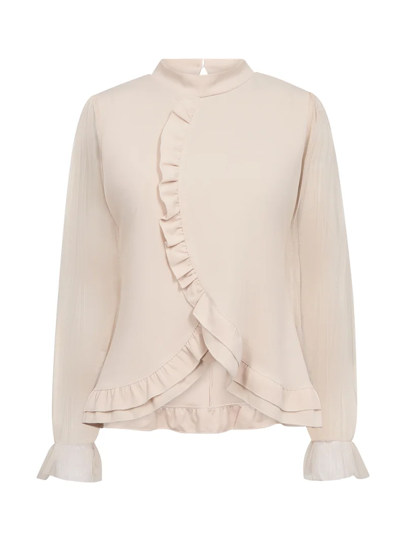BAO Bluse mit Rüschen - Bone