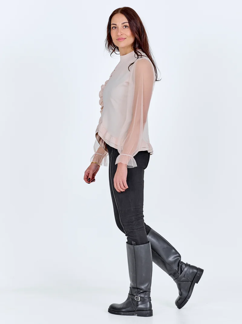BAO Bluse mit Rüschen - Bone