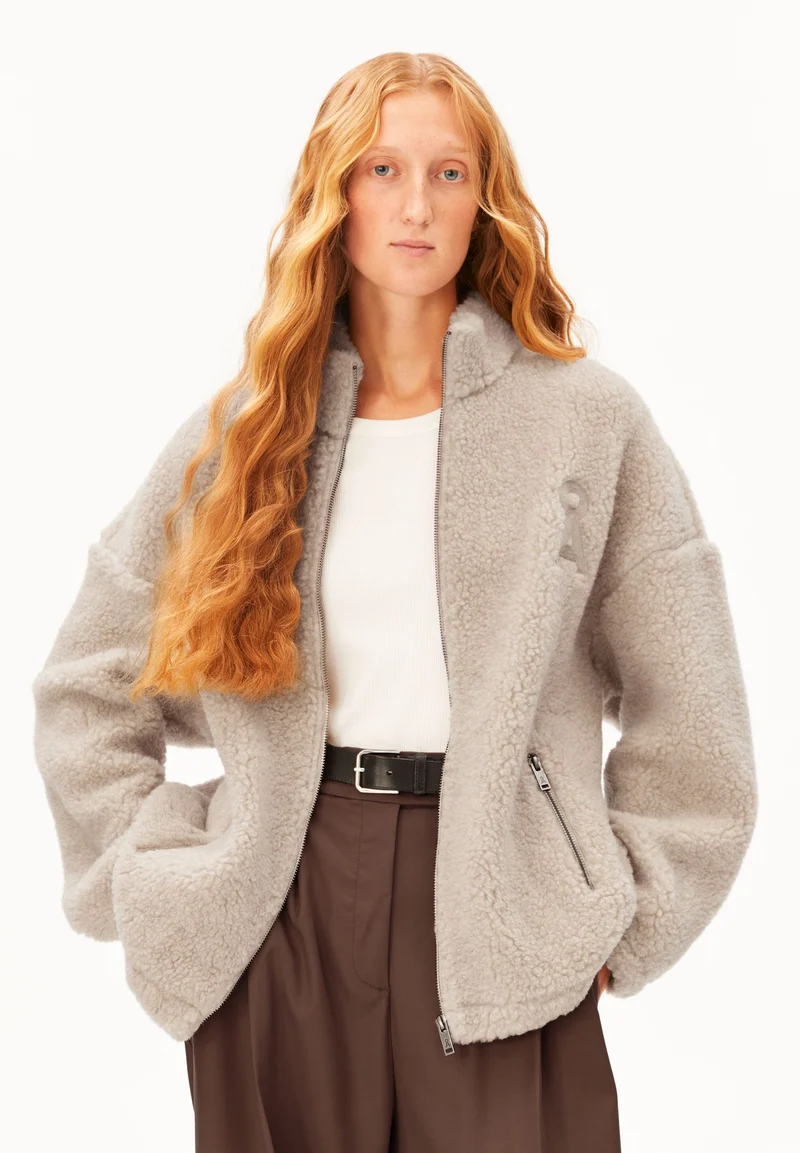WOLL-MIX FLEECE-JACKE | honey melange