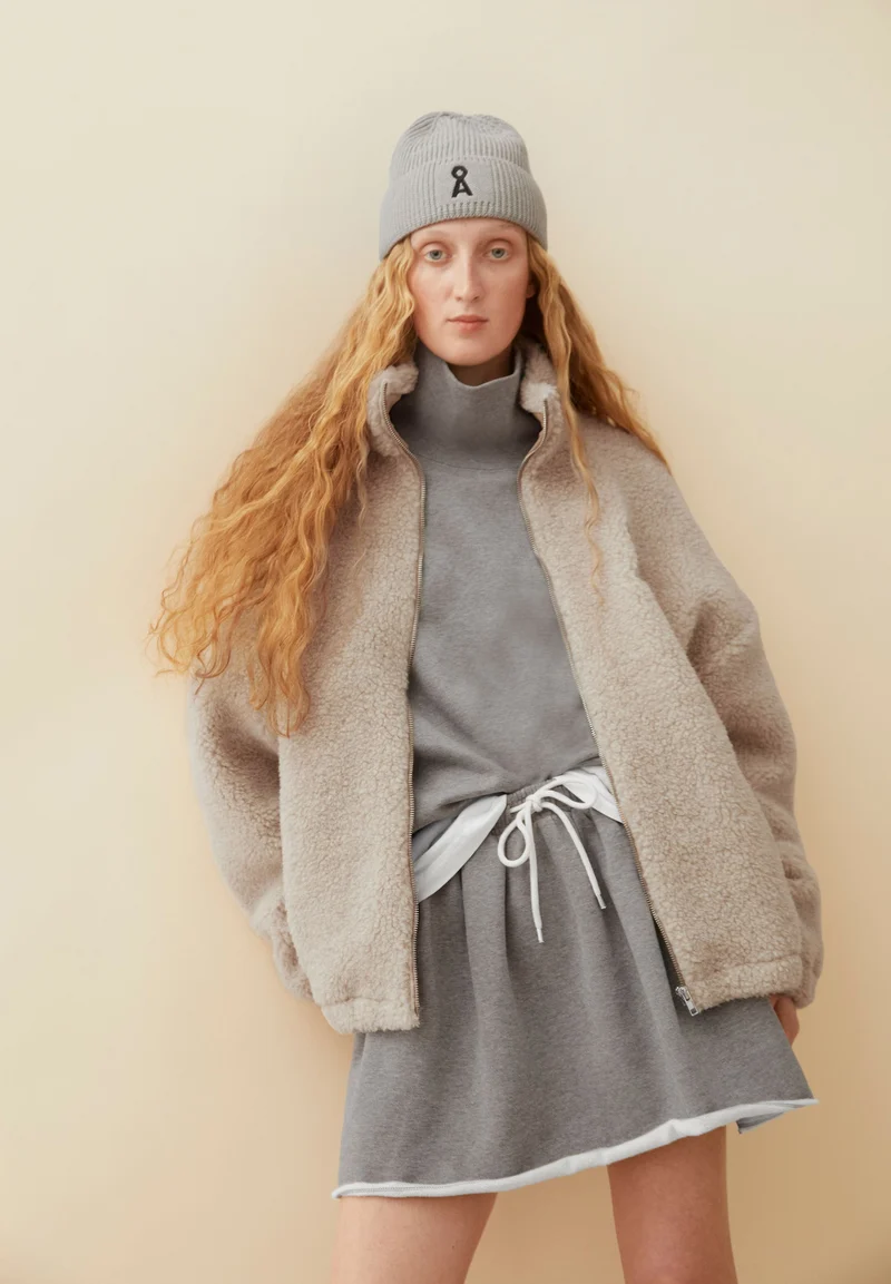 WOLL-MIX FLEECE-JACKE | honey melange