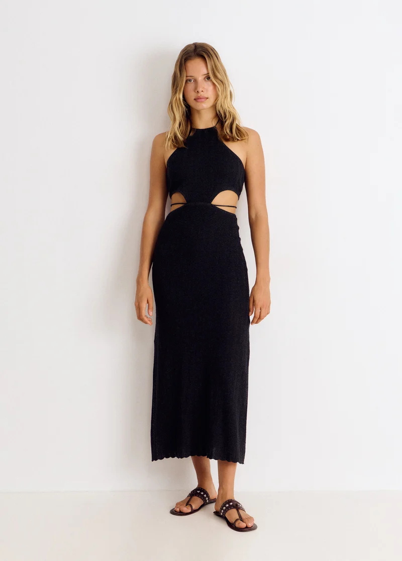 Cut-Out Knit Halter Dress